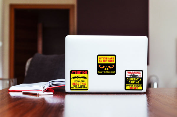 Creanoso Fun Donâ€™t Disturb Driving Sayings Vinyl PVC Stickers (12-Sheets) - Medium A6 Size approx. 4 x 4 inches DIY decoration decal for any flat surface laptops, skateboards, luggage, cars, bumpers