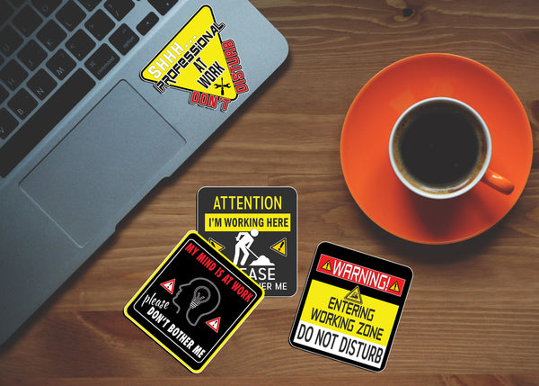 Creanoso Do Not Disturb My Work Waterproof Vinyl PVC Stickers - Epic Collection Set for Sticker Lovers - Great Laptop Stickers