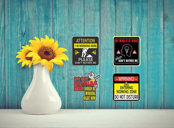 Creanoso Do Not Disturb My Work Waterproof Vinyl PVC Stickers - Epic Collection Set for Sticker Lovers - Great Laptop Stickers