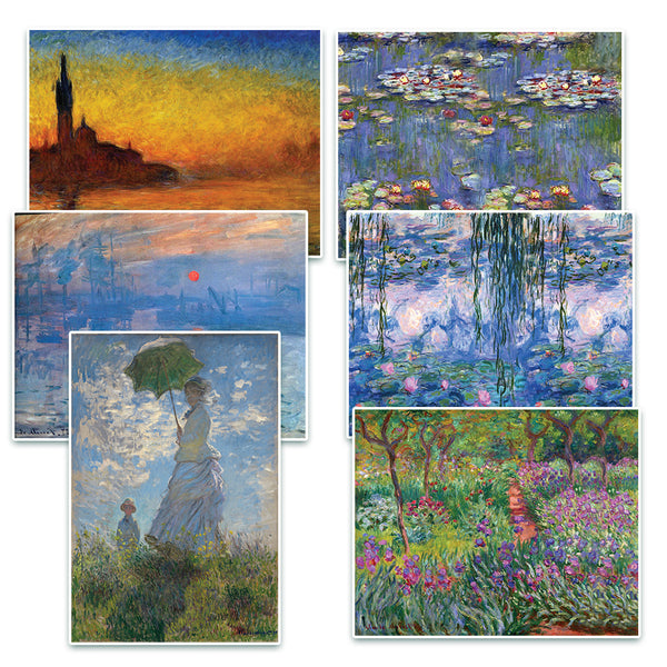 Creanoso Claude Monet Famous Paintings Postcards (60-Packs) - Twilight, Woman with Parasol, Sunrise, Irises, Water lilies, Nympheas - Note Cards Stocking Stuffers Gifts for Men and Women