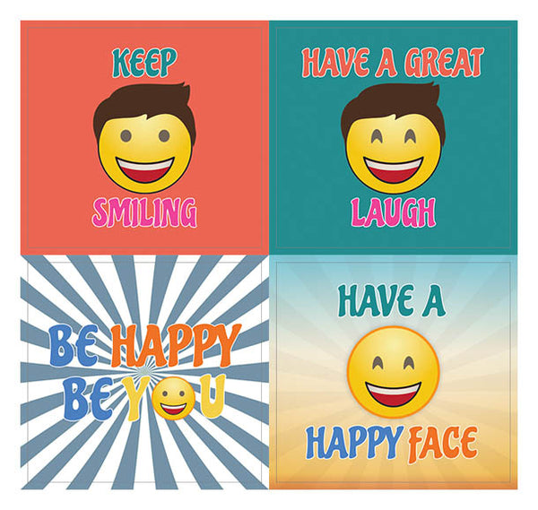 Creanoso Motivating Word Happy Face Stickers (10-Sheet) Ã¢â‚¬â€œ Encouraging Joyful Words Wall Stickers