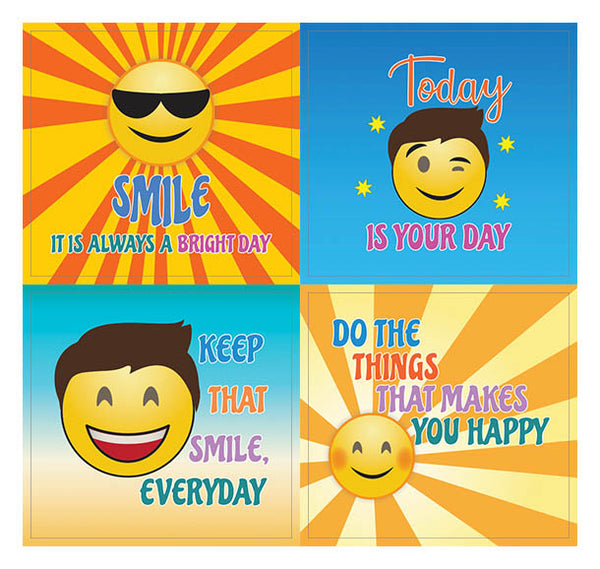 Creanoso Motivating Word Happy Face Stickers (10-Sheet) Ã¢â‚¬â€œ Encouraging Joyful Words Wall Stickers