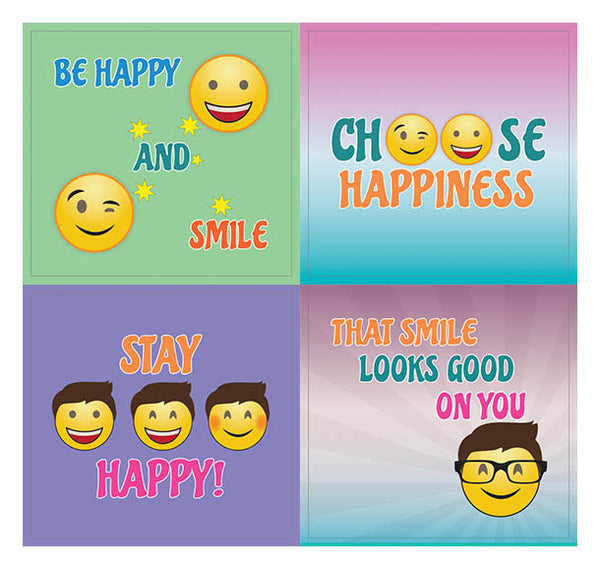 Creanoso Motivating Word Happy Face Stickers (10-Sheet) Ã¢â‚¬â€œ Encouraging Joyful Words Wall Stickers