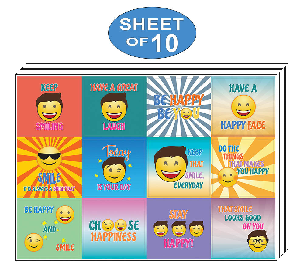 Creanoso Motivating Word Happy Face Stickers (10-Sheet) Ã¢â‚¬â€œ Encouraging Joyful Words Wall Stickers