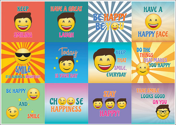 Creanoso Motivating Word Happy Face Stickers (10-Sheet) Ã¢â‚¬â€œ Encouraging Joyful Words Wall Stickers