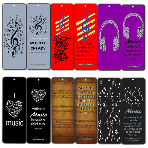 Creanoso Inspirational Music Bookmarker Cards (60-Pack) â€“ Premium Gift for Musicians, Men & Women, Adults, Teens â€“ Musical Rewards Gifts â€“ Bulk Pack Set â€“ DIY Kit