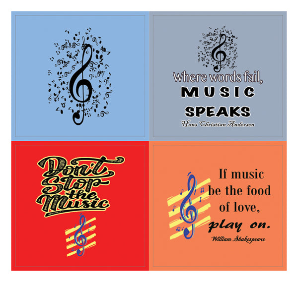 Music Theme Inspirational Quotes Stickers (5 Sets X 16 Designs)