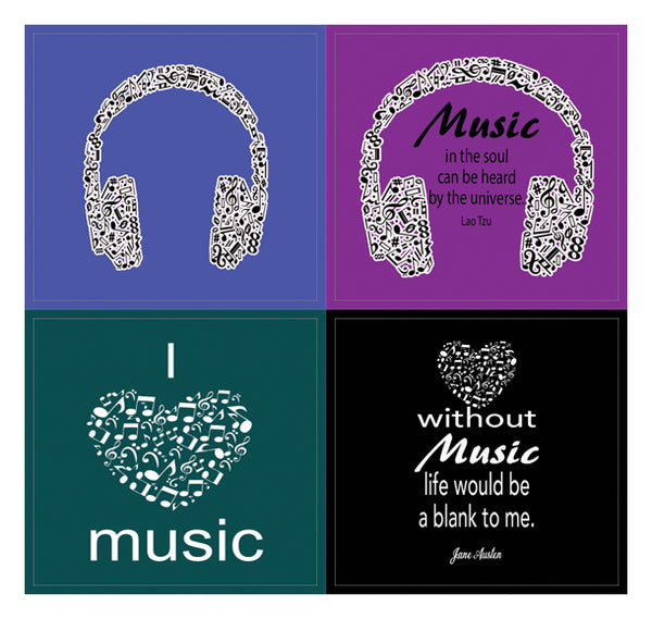 Music Theme Inspirational Quotes Stickers (5 Sets X 16 Designs)
