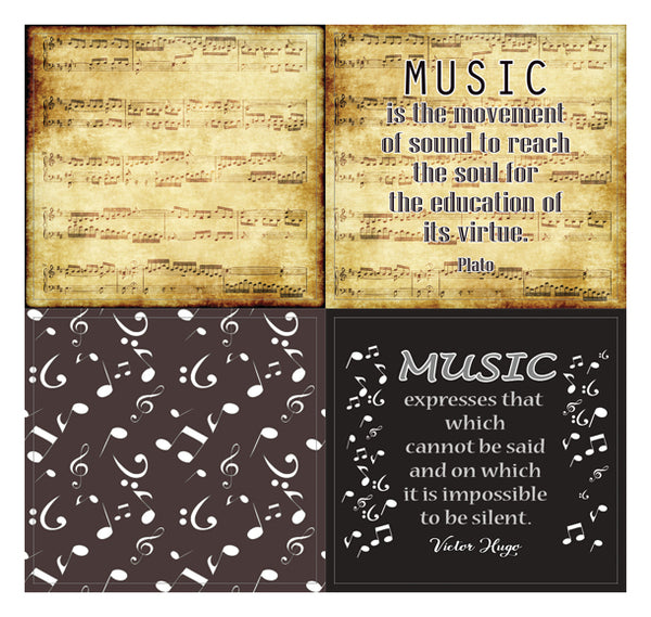 Music Theme Inspirational Quotes Stickers (5 Sets X 16 Designs)