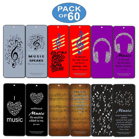 Creanoso Music Quotes Bookmarks Cards (60-Pack)- Inspirational Music Gifts Ideas - Great Wall Decor