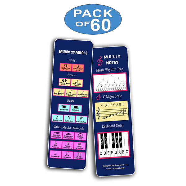 Creanoso Inspirational Music Symbols Bookmarks - Great Music Learning Gifts for Men Women