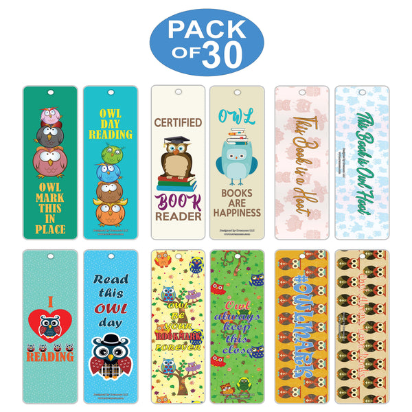Owl Bookmarks for Kids (30-Pack) ÃƒÂ¢Ã¢â€šÂ¬Ã¢â‚¬Å“ Inspiring Sayings for Productive Book Reading ÃƒÂ¢Ã¢â€šÂ¬Ã¢â‚¬Å“ Premium Quality Bookmarker Card Set ÃƒÂ¢Ã¢â€šÂ¬Ã¢â‚¬Å“ Stocking Stuffers Gifts for Young Readers