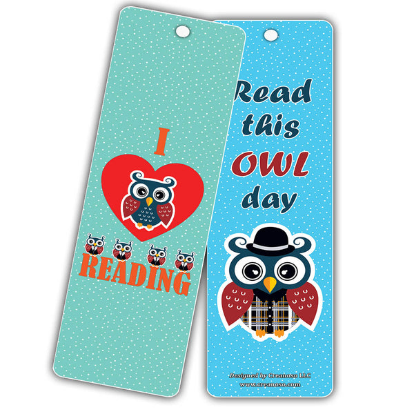 Creanoso Owl Reading Bookmarks - Inspirational Book Reading Sayings for Kids