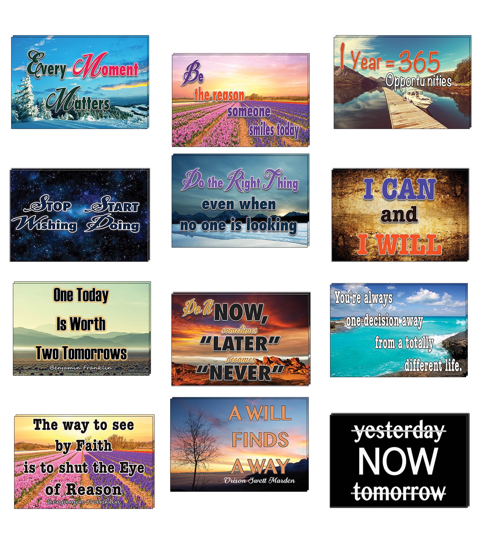 Creanoso Inspiring Wisdom Positive Thinking Mindset Postcards Ã¢â‚¬â€œ Greeting Cards Collection Set