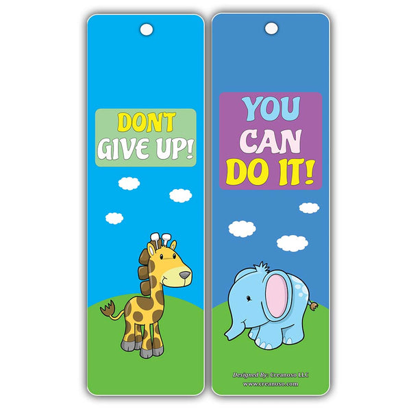 Creanoso Bookmarks for Kids Boys Girls (60-Pack) - Safari Animals Motivational Sayings - Stocking Stuffers Classroom Incentives Teacher Rewards Birthday Party Favors Supplies