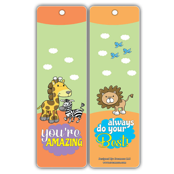 Creanoso Motivational Words Safari Animal Themed Bookmarks (30-Pack) ÃƒÂ¢Ã¢â€šÂ¬Ã¢â‚¬Å“ Encouraging Words Bookmarkers Bulk Set ÃƒÂ¢Ã¢â€šÂ¬Ã¢â‚¬Å“ Premium Quality Book Clippers for Kids, Boys, Girls