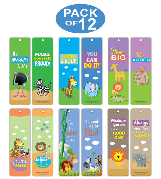 Creanoso Safari Animals Motivational Bookmark Cards ÃƒÂ¢Ã¢â€šÂ¬Ã¢â‚¬Å“ Inspiring Inspirational Words for Kids
