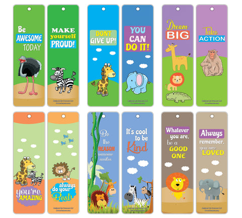 Creanoso Safari Animals Motivational Bookmark Cards ÃƒÂ¢Ã¢â€šÂ¬Ã¢â‚¬Å“ Inspiring Inspirational Words for Kids