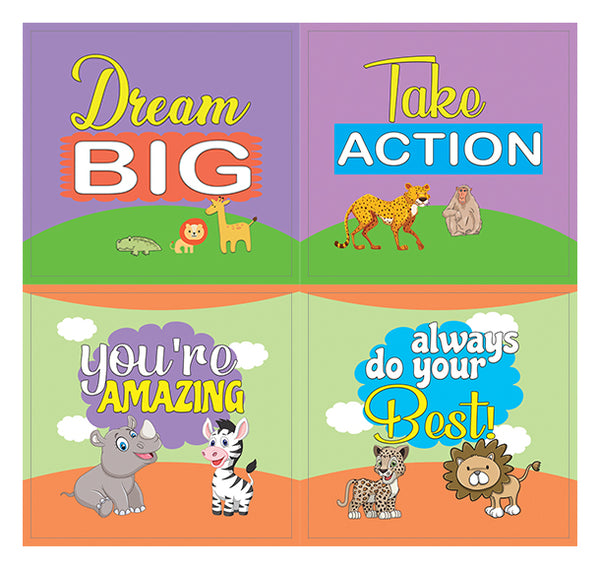 Creanoso Safari Animals Motivational Stickers (10-Sheet) Ã¢â‚¬â€œ Assorted Animals Safari Wall Decal