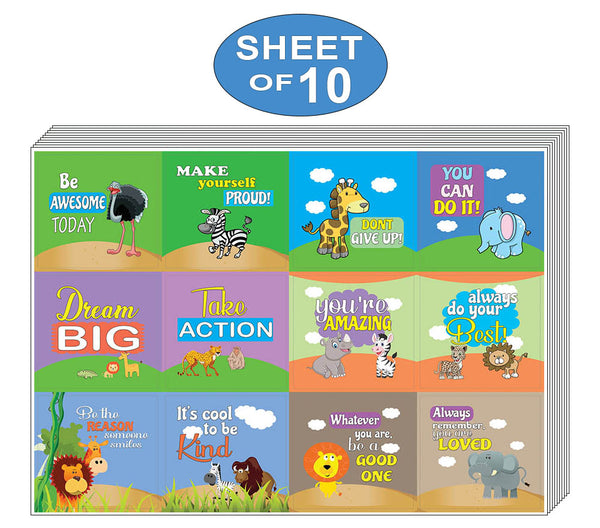 Creanoso Safari Animals Motivational Stickers (10-Sheet) Ã¢â‚¬â€œ Assorted Animals Safari Wall Decal