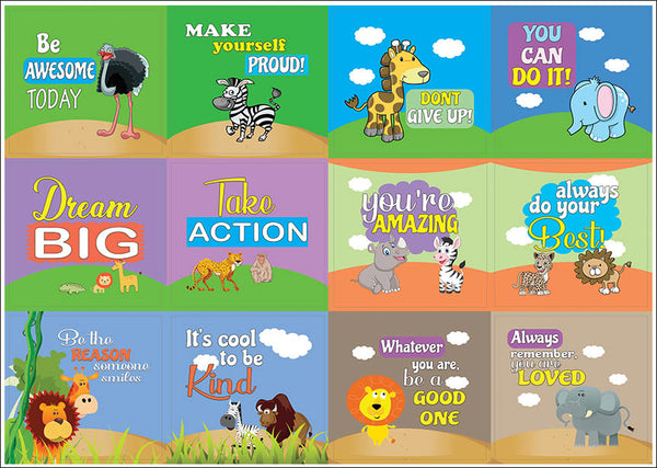 Creanoso Safari Animals Motivational Stickers (10-Sheet) Ã¢â‚¬â€œ Assorted Animals Safari Wall Decal