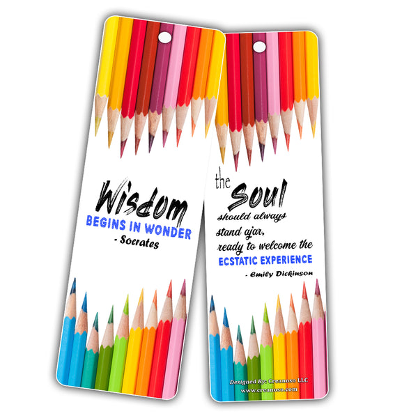 Smart Quotes about Wisdom Attitude Character Success Kindness Future Bookmarks (60-Pack) for Kids, Teens, Boys, Girls - Great Books Reading Rewards Incentives For Kids Boys Girls Classroom Supplies