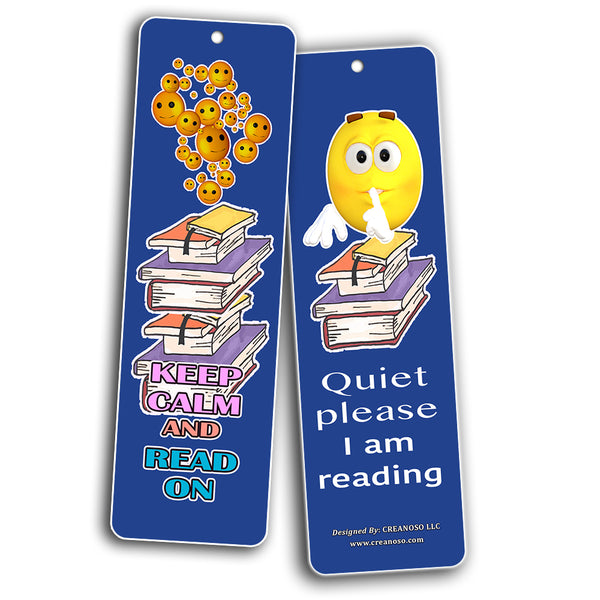 Creanoso Smiley Face Bookmarks Cards for Kids (12-Pack) - Emoji Emoticon Bookmarker â€“ Classroom Incentives â€“ Teacher Rewards - Books Reading Rewards Incentives for Kids Boys Girls â€“ Teaching Supplies