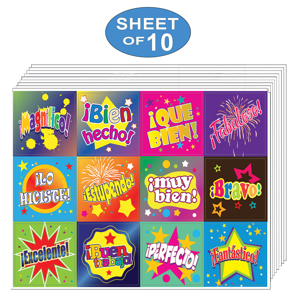 Creanoso Spanish Good Work Reward Stickers (10-Sheet Ã¢â‚¬â€œ Gift Rewards Ideas Ã¢â‚¬â€œ Awesome Sticker Set