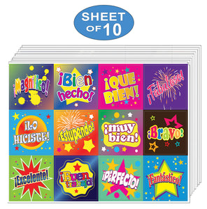 Creanoso Spanish Good Work Reward Stickers (10-Sheet Ã¢â‚¬â€œ Gift Rewards Ideas Ã¢â‚¬â€œ Awesome Sticker Set