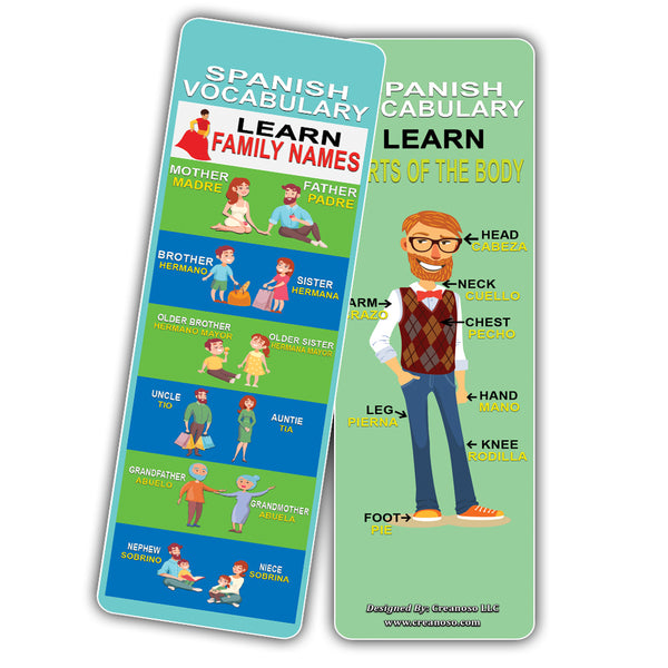 Creanoso Spanish Vocabulary Learning Bookmarks (60-Pack) ÃƒÆ’Ã‚Â¢ÃƒÂ¢Ã¢â‚¬Å¡Ã‚Â¬ÃƒÂ¢Ã¢â€šÂ¬Ã…â€œ Inspiring Language Learning Pack - Excellent Party Favors Teacher Classroom Reading Rewards and Cool Gifts for Young Readers, Bibliophiles