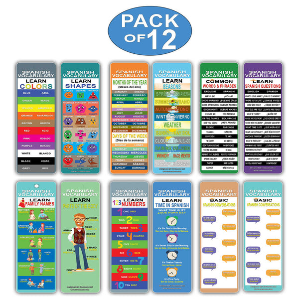Creanoso Spanish Vocabulary Learning Bookmarks ÃƒÂ¢Ã¢â€šÂ¬Ã¢â‚¬Å“ Inspiring Language Learning Pack - Party Favors