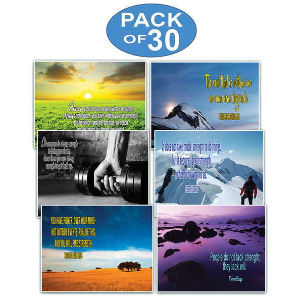 Creanoso Inspirational Quotes Stay Strong Theme Postcards (30-Pack) â€“ Premium Stocking Stuffers Gift Ideas for Men Women Teens â€“ Stay Strong Inspired Messages Postcards â€“ Uplifting Card Stock