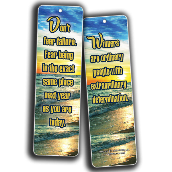 Creanoso Success Inspirational Quotes Bookmarks (60-Pack)- Never Give Up Cards Bookmarker - Positive Wisdom Motivational Sayings Gifts for Men Women Adults Teens Kids Boys Girls Entrepreneur Office