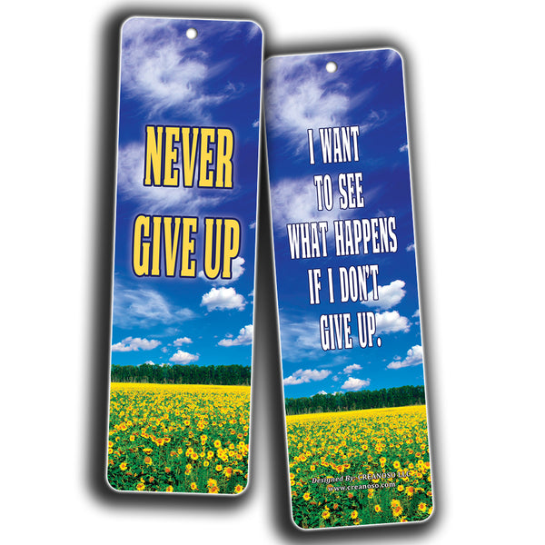 Creanoso Success Inspirational Quotes Bookmarks (60-Pack)- Never Give Up Cards Bookmarker - Positive Wisdom Motivational Sayings Gifts for Men Women Adults Teens Kids Boys Girls Entrepreneur Office