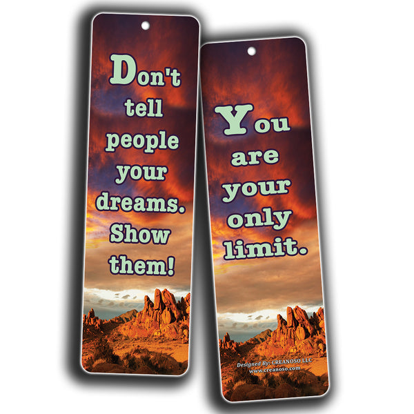 Creanoso Success Inspirational Quotes Bookmarks (60-Pack)- Never Give Up Cards Bookmarker - Positive Wisdom Motivational Sayings Gifts for Men Women Adults Teens Kids Boys Girls Entrepreneur Office