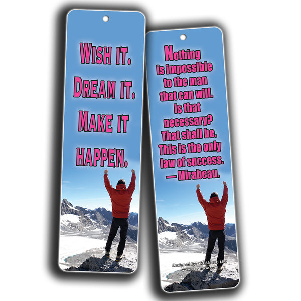 Creanoso Success Inspirational Quotes Bookmarks (60-Pack)- Never Give Up Cards Bookmarker - Positive Wisdom Motivational Sayings Gifts for Men Women Adults Teens Kids Boys Girls Entrepreneur Office