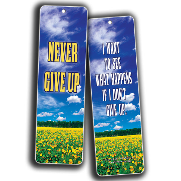 Creanoso Success Inspirational Quotes Bookmarks - Never Give Up Cards Bookmarkers Card