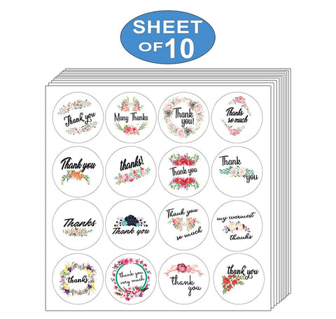 Creanoso Floral Thank You Stickers (10-Sheet) Ã¢â‚¬â€œ Elegant Design Wall Stickies Ã¢â‚¬â€œ Bulk Note Set