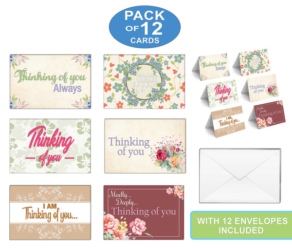 Creanoso Assorted Greeting Cards Ã¢â‚¬â€œ Thinking of You Card Pack - Card Stock Flip Style Card Set