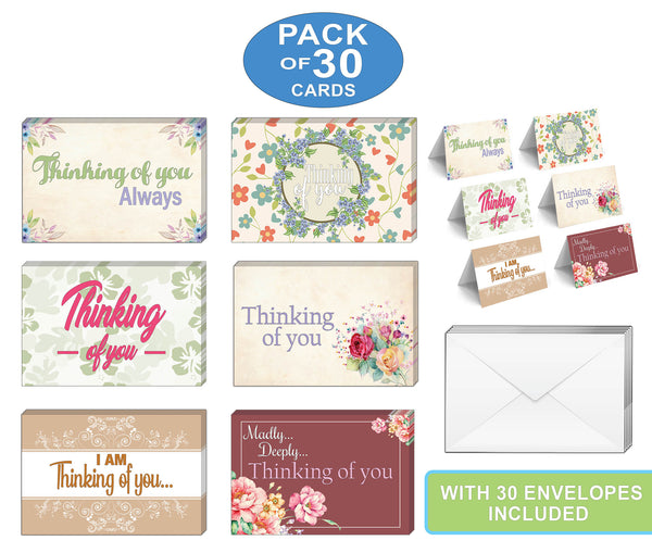 Creanoso Assorted Greeting Cards Ã¢â‚¬â€œ Thinking of You Card Pack (30-Pack) Ã¢â‚¬â€œ Bulk Cardstock Flip Style Card Set Ã¢â‚¬â€œ Premium Quality Card Stocks Ã¢â‚¬â€œ Gift Ideas for Men, Women, Adult, Couples