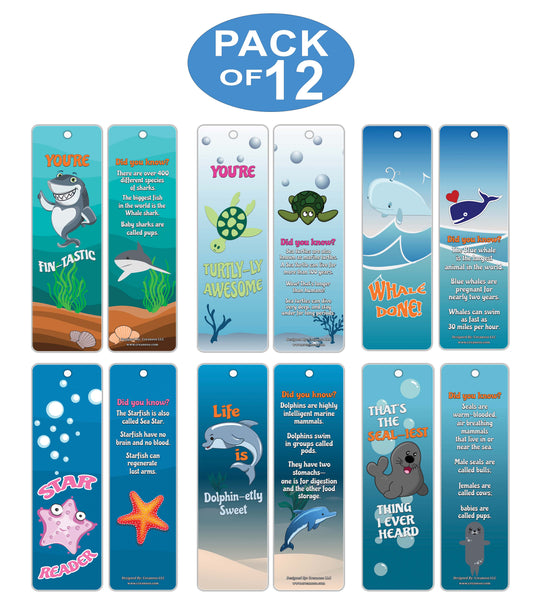 Creanoso Under the Sea Bookmark Cards ÃƒÂ¢Ã¢â€šÂ¬Ã¢â‚¬Å“ Fun Facts Underwater Creatures Learning Cards for Kids