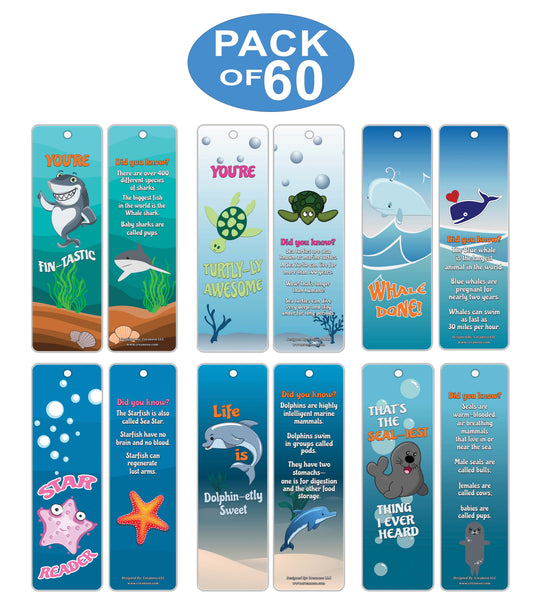 Creanoso Under the Sea Bookmark Cards ÃƒÂ¢Ã¢â€šÂ¬Ã¢â‚¬Å“ Fun Facts Underwater Creatures Learning Cards for Kids
