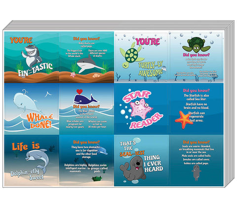 Creanoso Under the Sea Stickers for Kids  Ã¢â‚¬â€œ Fun Facts Sea Animals Learning Cards