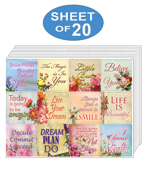 Creanoso Inspirational Motivational Uplifting Stickers (20-Sheet) - Inspirational Sayings Gift Stickers Ã¢â‚¬â€œ Awesome Stocking Stuffers Gifts for Women & Mothers - Wall Art Decal Pack Set