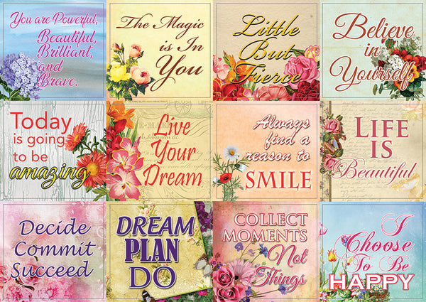 Creanoso Uplifting Quotes for Women Floral Stickers (10-Sheet) â€“ Total 120 pcs (10 X 12pcs) Individual Small Size 2.1 x 2. Inches , Waterproof, Unique Personalized Themes Designs, Any Flat Surface DIY Decoration Art Decal for Boys & Girls, Children, Tee
