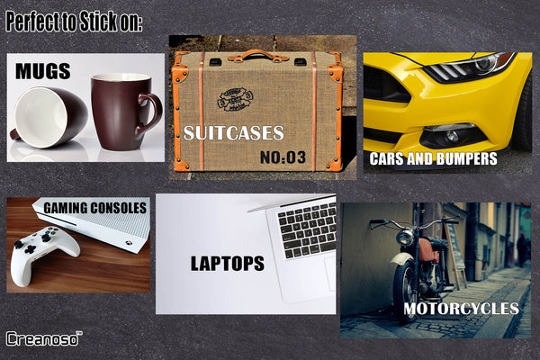 Creanoso Motorcycle Sayings Vinyl PVC Stickers (6-Sheets) - Large Size 10x11cm For Laptops, Mac Book, Graffiti, Skateboards, Cars, Bumpers, Bikes, Bicycles, Travel Case, Bicycle, Any Flat Surface