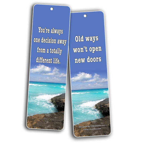 Creanoso Inspirational Quotes Bookmarks Cards (12-Pack) - Wisdom Sayings - Encouragement Stocking Stuffers Gifts for Men Women Adults Teens Kids Entrepreneur Seminar Bookmarker Pack