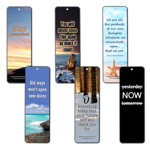 Creanoso Inspirational Quotes Bookmarks Cards (12-Pack) - Wisdom Sayings - Encouragement Stocking Stuffers Gifts for Men Women Adults Teens Kids Entrepreneur Seminar Bookmarker Pack
