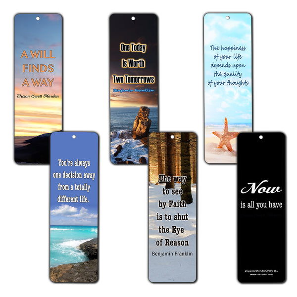 Creanoso Inspirational Quotes Bookmarks Cards (12-Pack) - Wisdom Sayings - Encouragement Stocking Stuffers Gifts for Men Women Adults Teens Kids Entrepreneur Seminar Bookmarker Pack