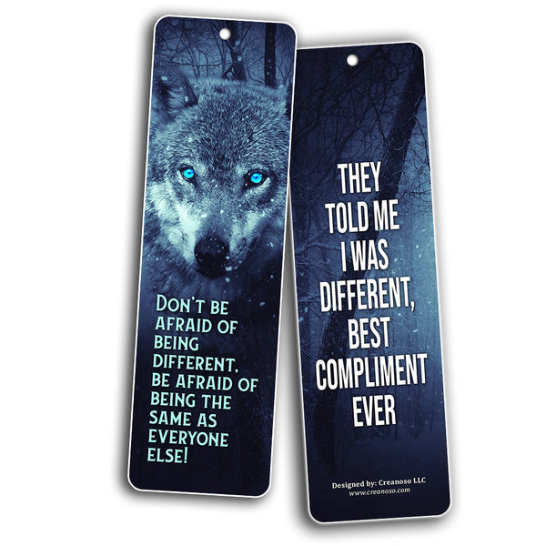 Creanoso Book Readers Wolf Bookmark Cards ÃƒÂ¢Ã¢â€šÂ¬Ã¢â‚¬Å“ Assorted Bookmark Designs Set - Strong Positive Sayings